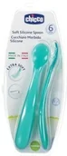 Zabawki interaktywne dla dzieci - Miękkie łyżeczki silikonowe 2 szt. zielone - Chicco - miniaturka - grafika 1