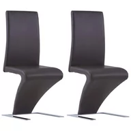 Krzesła - vidaXL Krzesła o zygzakowatej formie, 2 szt., brązowe, sztuczna skóra - miniaturka - grafika 1