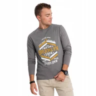 Koszulki męskie - Longsleeve męski z nadrukiem w stylu collegowym szary V1 OM-LSPT-0117 XL - miniaturka - grafika 1