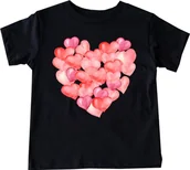 Koszulki dla dziewczynek - CZARNA Koszulki z sercem dla dziewczynki SERCE33 - miniaturka - grafika 1