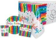 Dekoracje i nakrycia stołu na imprezę - Zestaw urodzinowy Rainbow Happy Birthday - 33 szt. - miniaturka - grafika 1