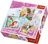 Puzzle - Trefl Puzzle 34842 Roszpunka Aurora i Arielka 3w1 ŁÓDŹ 34842 - miniaturka - grafika 1