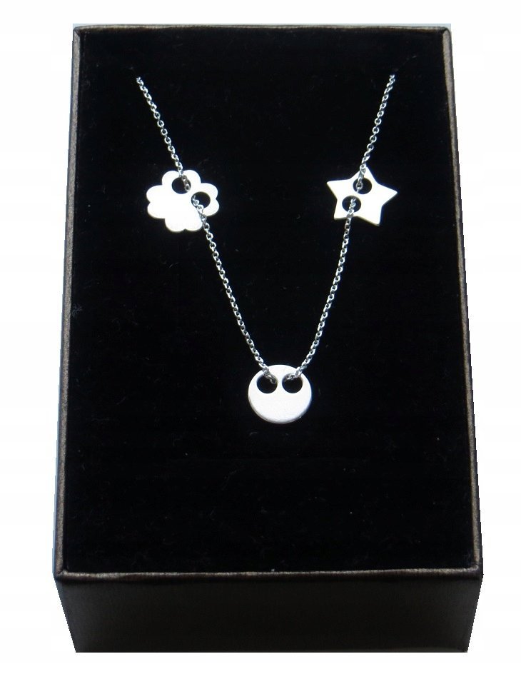 Srebrny naszyjnik 3 zawieszki kółko koniczynka 925