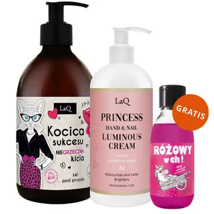 Zestaw LaQ, krem do rąk i paznokci, Princess, 300 ml + żel pod prysznic, magnolia i różowy pieprz, 500 ml + żel pod prysznic, Różowy w ch!, 100 ml gratis - Zestawy kosmetyków damskich Zestaw LaQ, krem do rąk i paznokci, Princess, 300 ml + żel pod prysznic, magnolia i różowy pieprz, 500 ml + żel pod prysznic, Różowy w ch!, 100 ml gratis - Zestawy kosmetyków damskich - miniaturka - grafika 1