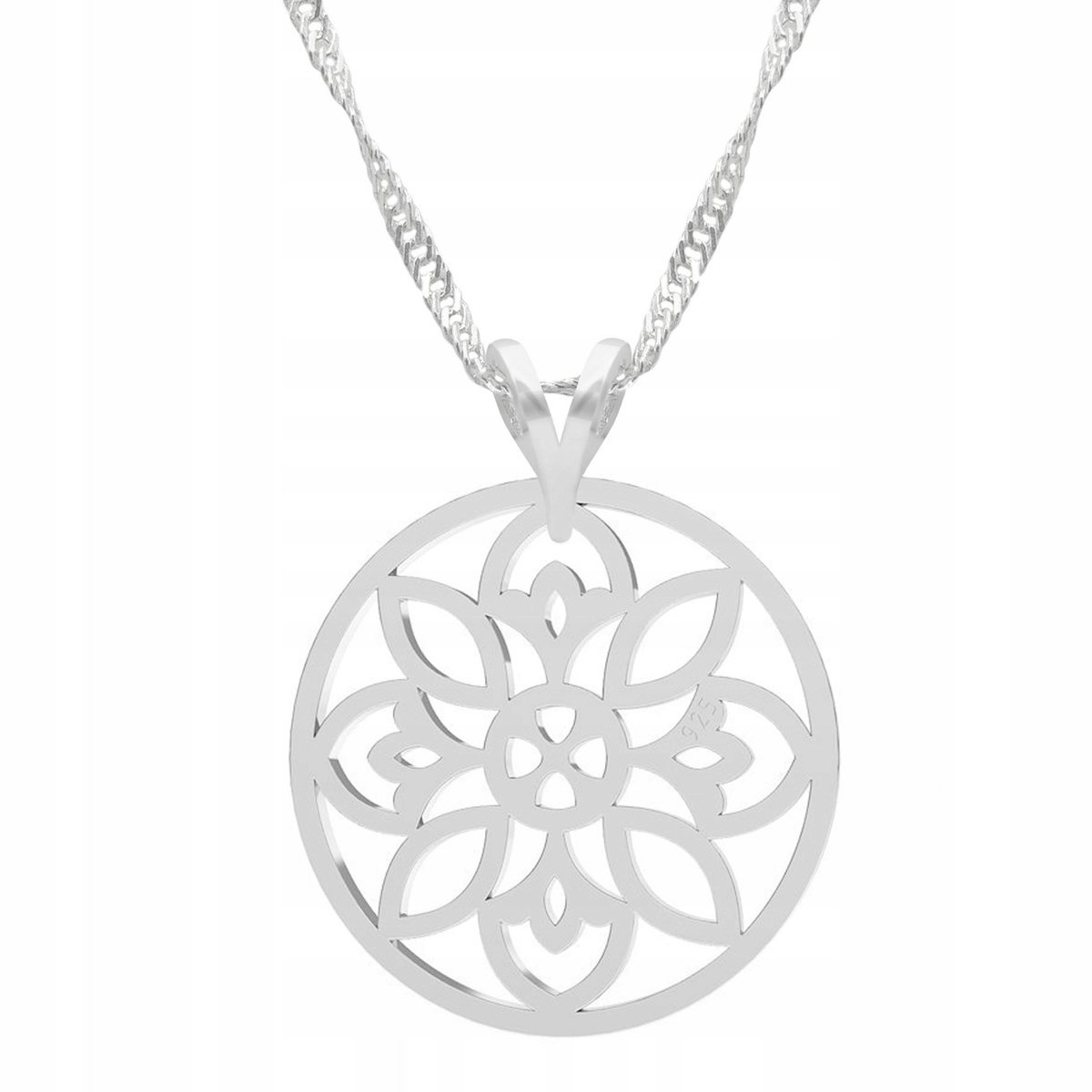 Naszyjnik Srebrny z Kwiatem Ażurowym Roślina Ażurowy Kwiat SREBRO 925