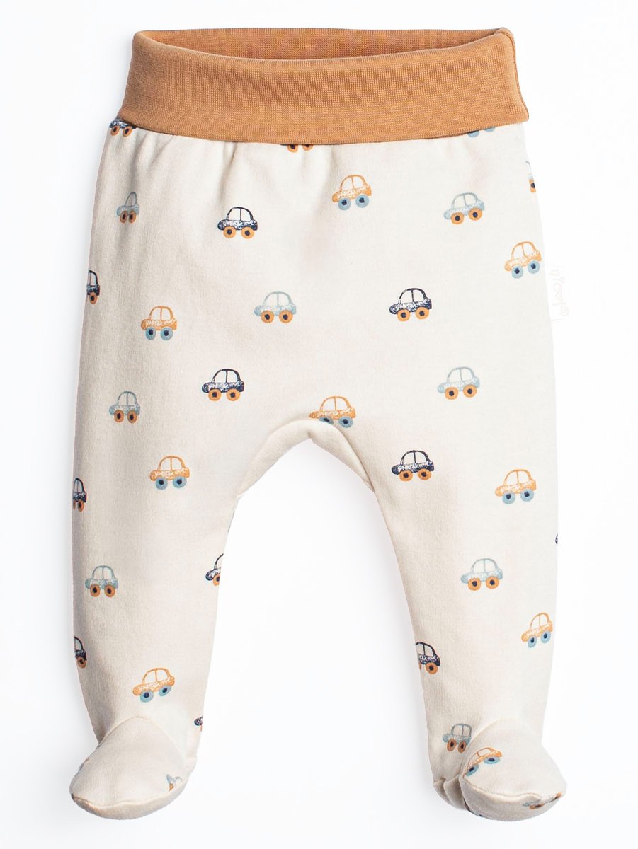 Niemowlęce półśpioch bawełniane autka kremowe Nicol r.68