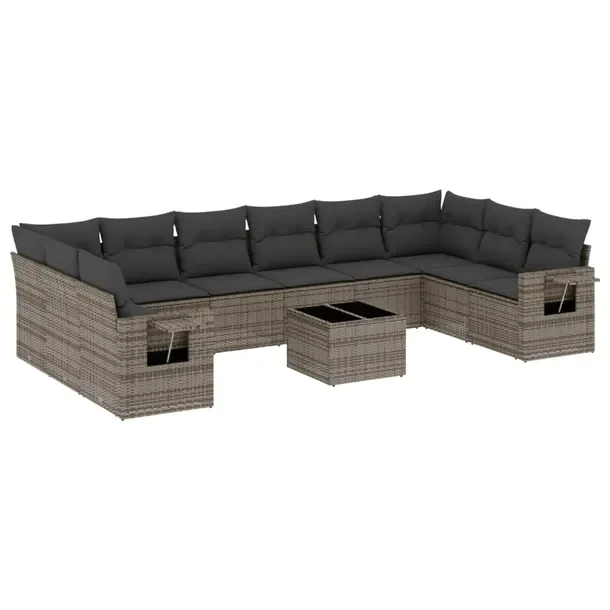 Zestaw mebli ogrodowych z rattanu PE, szary, wymiary: 62x62x69 cm, 55x62x69