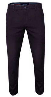 Spodnie męskie - Bordowe Casualowe Męskie Spodnie -RIGON- Zwężane, Bawełniane z Lycrą, Chinosy - Rigon - grafika 1