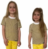 Odzież sportowa dziecięca - COOL kolorowy T-shirt dziecięca .140 .żółto-czarno-białe paski - miniaturka - grafika 1