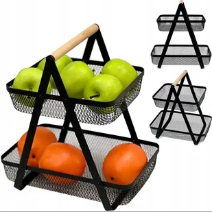 KOSZ PRZYDATNY NA OWOCE WARZYWA STYLOWY METALOWY CZARNY DWUPOZIOMOWY - Pojemniki kuchenne KOSZ PRZYDATNY NA OWOCE WARZYWA STYLOWY METALOWY CZARNY DWUPOZIOMOWY - Pojemniki kuchenne - miniaturka - grafika 1