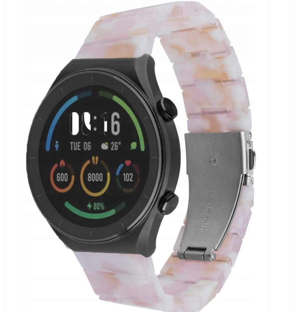 Fixed Pasek z żywicy Resin Pasek z szybkim zapięciem 20 mm do smartwatcha, Candy Pink