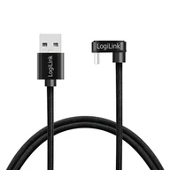 Kable USB - LogiLink USB-A - USB-C 1.0m w oplocie kątowy czarny - miniaturka - grafika 1