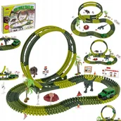 Zabawki zdalnie sterowane - TOR SAMOCHODOWY WYŚCIGOWY XL DINOZAUR AUTO 242cm PĘTLA 360° 137 ELEMENTÓW - miniaturka - grafika 1