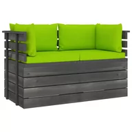 Sofy ogrodowe - vidaXL Ogrodowa sofa 2-osobowa z palet, z poduszkami, drewno sosnowe - miniaturka - grafika 1