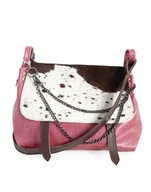 Torebki damskie - BARONOWA GLAMOUR stracciatella róż i krówka ŁATY torebka listonoszka - miniaturka - grafika 1