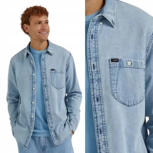 Lee RIVETED SHIRT Summer Haze LUŹNA KOSZULA JEANSOWA DżINS RELAXED FIT M - Koszule męskie - miniaturka - grafika 1
