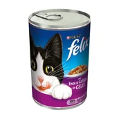 Mokra karma dla kotów - Felix Kawałki w galaretce Kaczka i drób 24x400 g - miniaturka - grafika 1