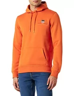Bluzy męskie - GANT Męska bluza z kapturem MEDIUM Archive Shield, Pumpkin ORANGE, standardowa, pomara?czowa dynia, 4XL - miniaturka - grafika 1