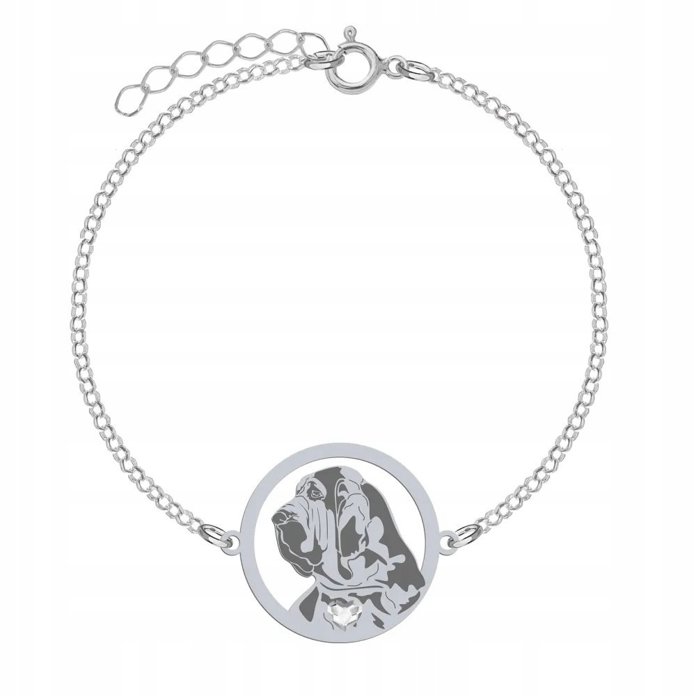 Bransoletka Srebrna z psem rasy Pies Świętego Huberta 925 Kobieta GRAWER