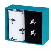 Spinki do mankietów i krawatów - Zestaw prezentowy Spinki i Chusteczka Samolot Spitfire HS-12 - miniaturka - grafika 1