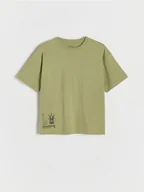Koszulki dla chłopców - Reserved - T-shirt z nadrukiem - zielony - miniaturka - grafika 1
