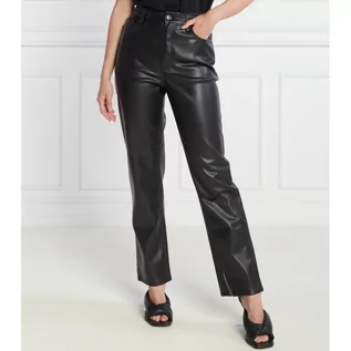 Spodnie damskie - Tommy Jeans Spodnie TJW JULIE PLEATHER | Straight fit | high rise - grafika 1