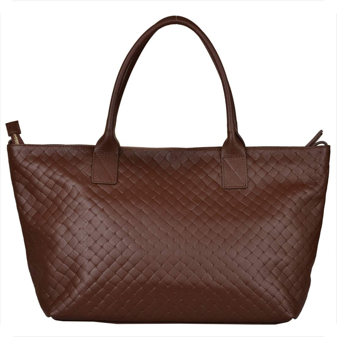 Duża torba skórzana shopper bag brązowa Borse in pelle