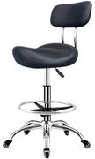 Krzesła i taborety kosmetyczne - Taboret kosmetyczny siodło z oparciem fotel czarny - miniaturka - grafika 1