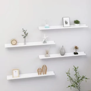 vidaXL Półki ścienne, 4 szt., białe, 80x9x3 cm vidaXL - Półki do salonu - miniaturka - grafika 1