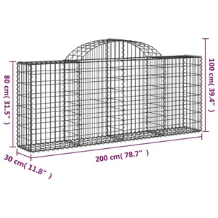 vidaXL Kosze gabionowe, 5 szt, 200x30x80/100 cm, galwanizowane żelazo - Ogrodzenia - miniaturka - grafika 7