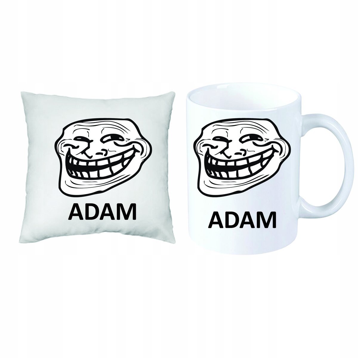 Trollface MEM ZESTAW PREZENT PODUSZKA + KUBEK+IMIĘ