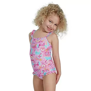 Speedo Girls Digital Placement Thinstrap kostium kąpielowy, tajski/miętowy/lazurowy niebieski/różowy rozbryzgowy/promienny żółty, 5 lat - Stroje kąpielowe - miniaturka - grafika 1