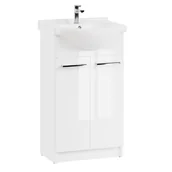 Szafki łazienkowe - Szafka łazienkowa z umywalką stojąca pod umywalkę biała połysk zestaw 50 cm - miniaturka - grafika 1
