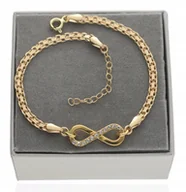 Bransoletki - Złota szeroka bransoletka elegancka nieskończoność infinity srebro 925 - miniaturka - grafika 1