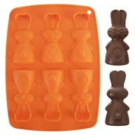 Formy do ciast - Forma do ciastek i pralin silikonowa pomarańczowa do pieczenia zajączek - miniaturka - grafika 1