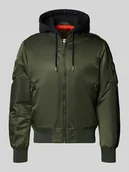 Kurtki męskie - bomberka z kapturem i kieszeniami zapinanymi na zamek błyskawiczny - miniaturka - grafika 1