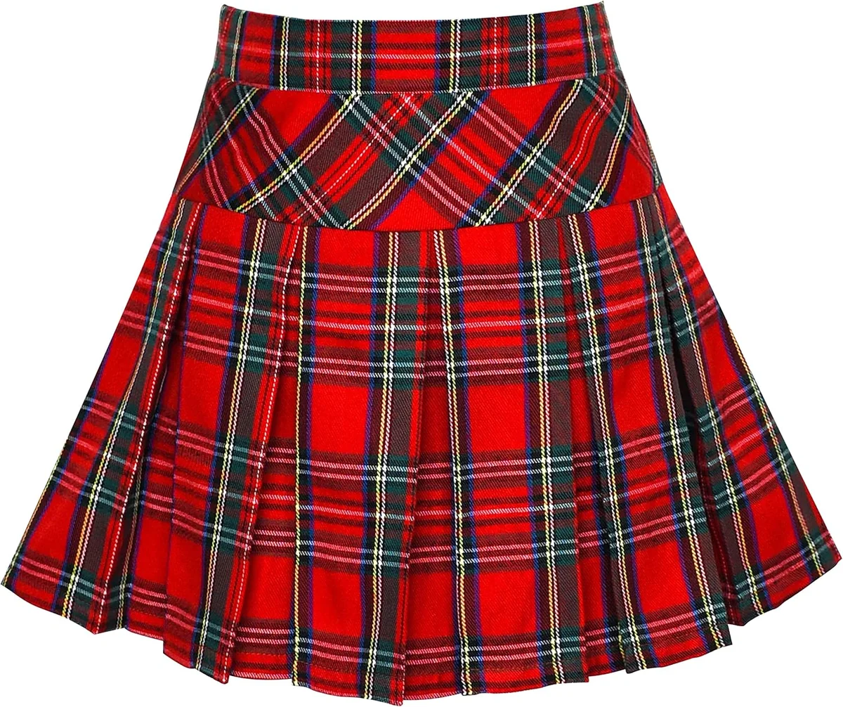 Spódnica szkolna w kratkę dla dziewczynek czerwona tartan 13-14 lat