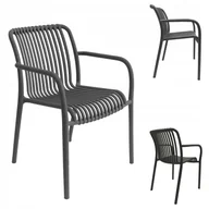 Fotele i krzesła ogrodowe - Nowoczesne Mocne Wygodne Krzesło Ogrodowe Fotel Taras Balkon Kp104 Szare - miniaturka - grafika 1