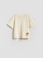 Bluzki dla niemowląt - Reserved - Bawełniany t-shirt - złamana biel - miniaturka - grafika 1