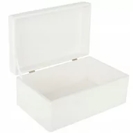 Pudełka i szkatułki - Drewniane pudełko skrzynka z wiekiem, 30x20x14 cm, białe, do decoupage dokumentów zabawek narzędzi - miniaturka - grafika 1