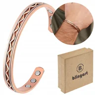 Bransolety męskie - BLINGART Bransoletka MIEDZIANA męska MAGNETYCZNA BANGLA FALOWANA REGULOWANA - miniaturka - grafika 1