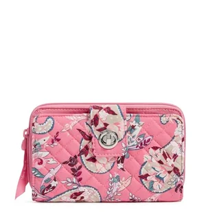 Vera Bradley Damski bawełniany portfel z ochroną RFID, botaniczny różowy Paisley Pink, jeden rozmiar - Portfele - miniaturka - grafika 1