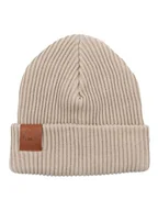 Czapki męskie - Czapka zimowa z bawełny organicznej beżowa - miniaturka - grafika 1