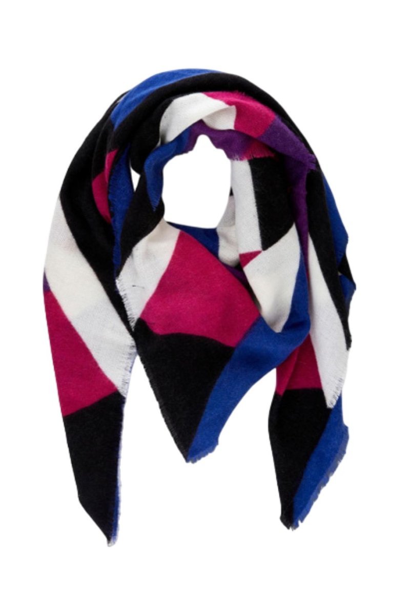 Szalik damski Pieces Lola Sqaure kolorowy w kwadracie