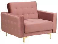 Fotele - Beliani Fotel welur różowy ABERDEEN - miniaturka - grafika 1
