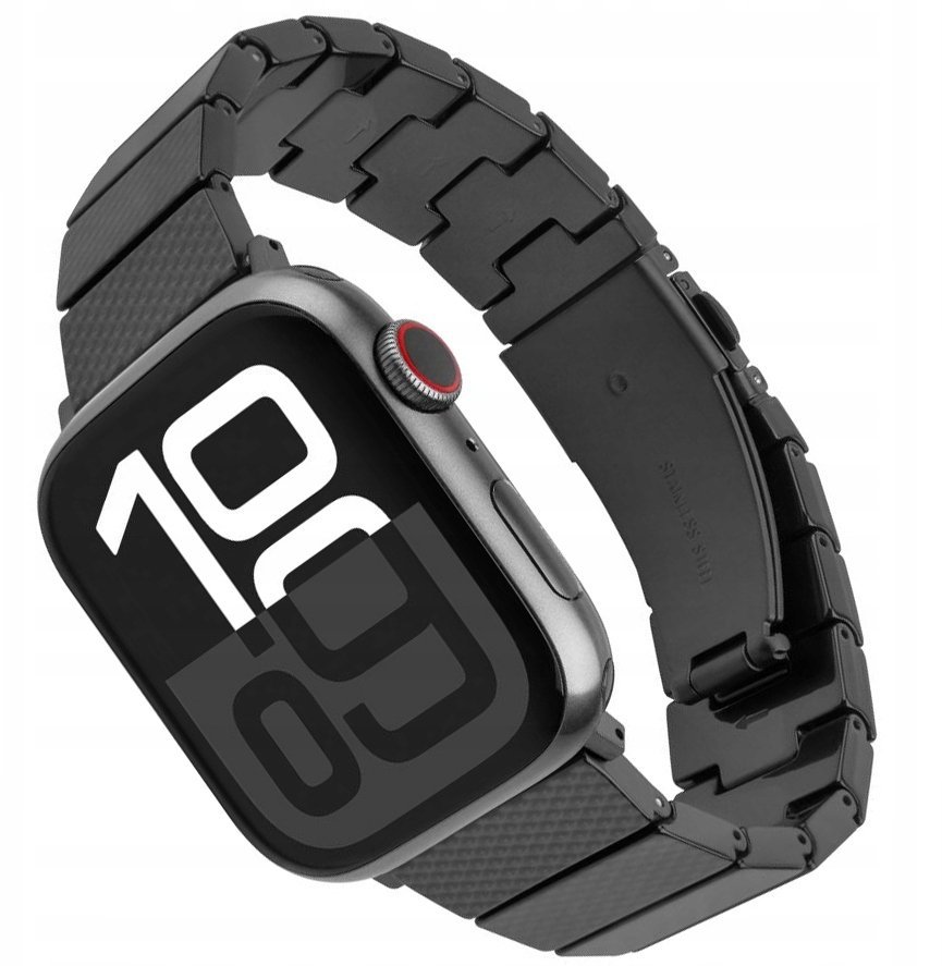 Fixed Pasek z żywicy Resin Pasek do zegarka Apple Watch 44/45/46/49 mm, Carbon Black