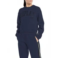 Bluzy damskie - Replay damska bluza cropped, 908 Dark Blue, M - miniaturka - grafika 1