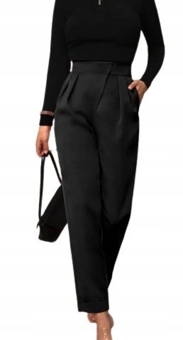SHEIN SPODNIE DAMSKIE CZARNE ELEGANCKIE DŁUGIE 38 1EC