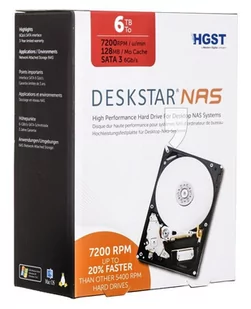 Dysk HDD HGST Deskstar NAS, 3.5", 6 TB, SATA III, 128 MB, 7200 obr/min - Dyski HDD - miniaturka - grafika 1