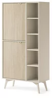 Półki do salonu - BEŻOWY Regał 160 cm Wysoki FRONT JODEŁKA Scandi PÓŁKI NA KSIĄŻKI Nóżki DREWNIANE uchwyt METALOWY - miniaturka - grafika 1